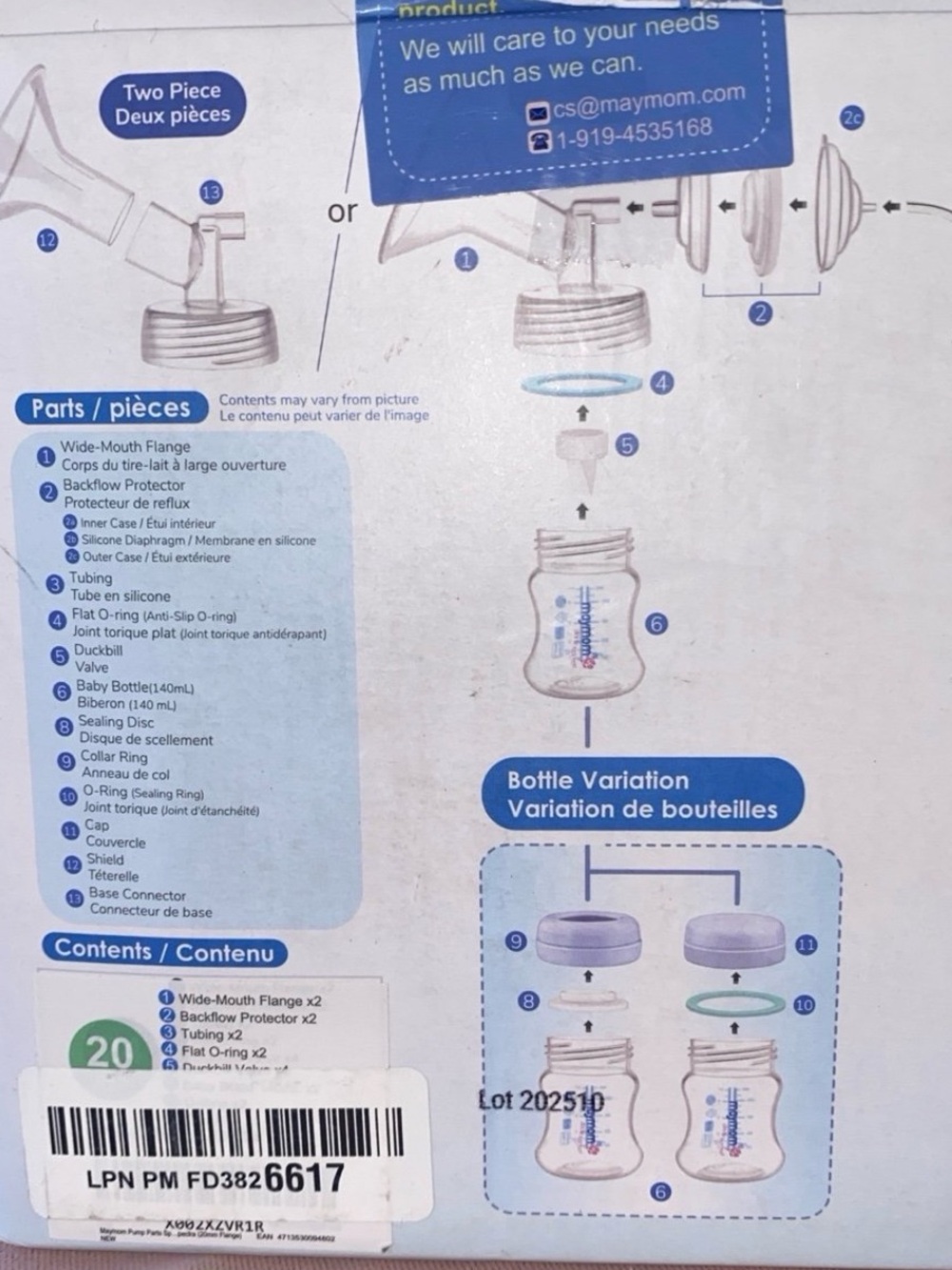 May mmmm Myfit Flange Kit Breast Pump with Clear Bottles - White/Blue